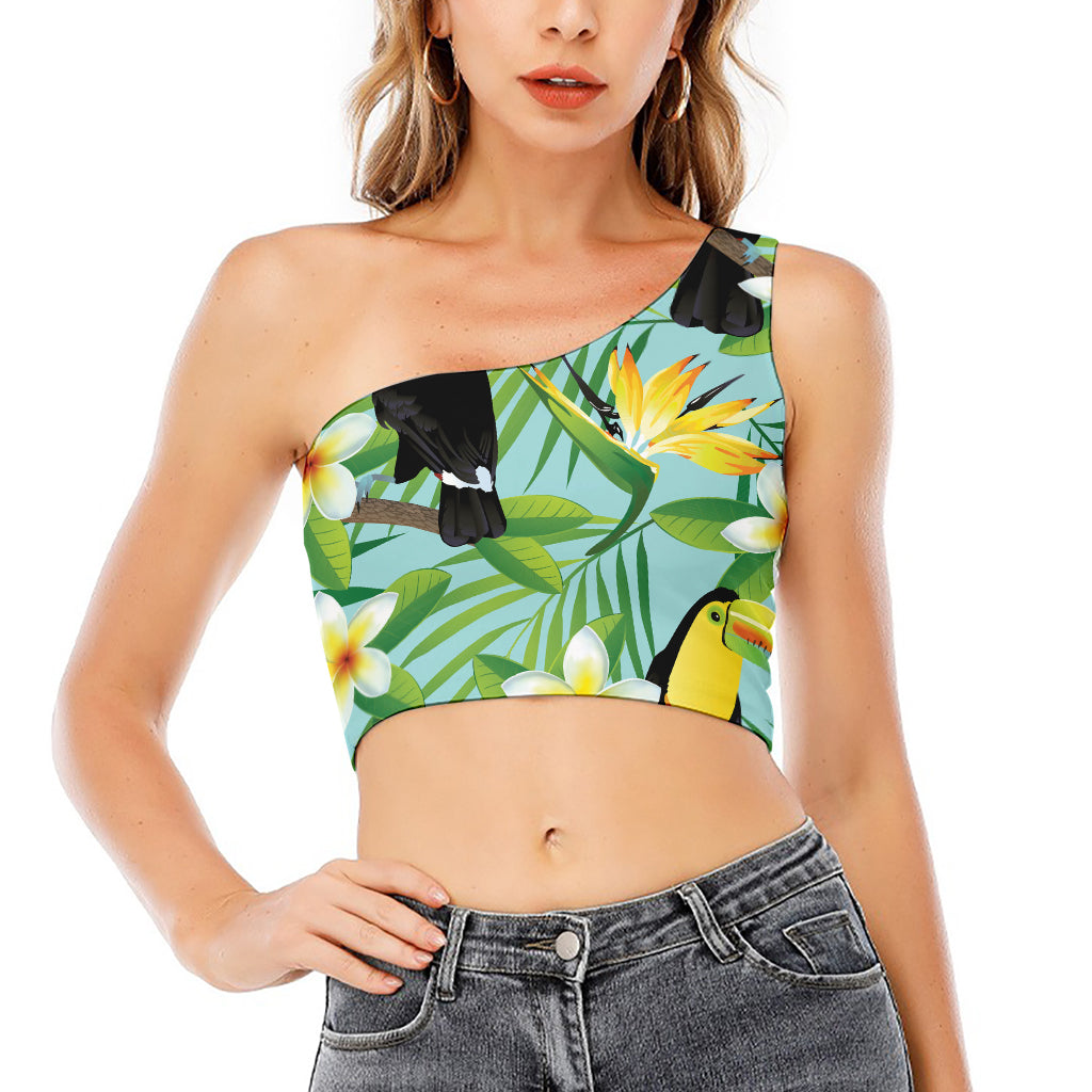 Aloha Keel-Billed Toucan Print One Shoulder Crop Top