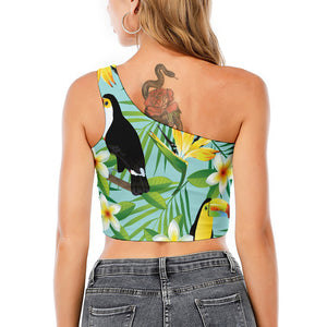 Aloha Keel-Billed Toucan Print One Shoulder Crop Top