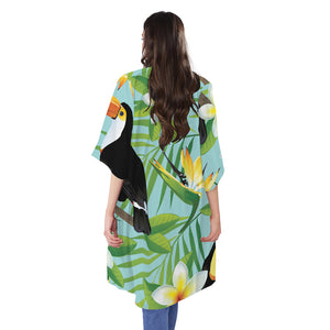 Aloha Keel-Billed Toucan Print Open Front Beach Cover Up