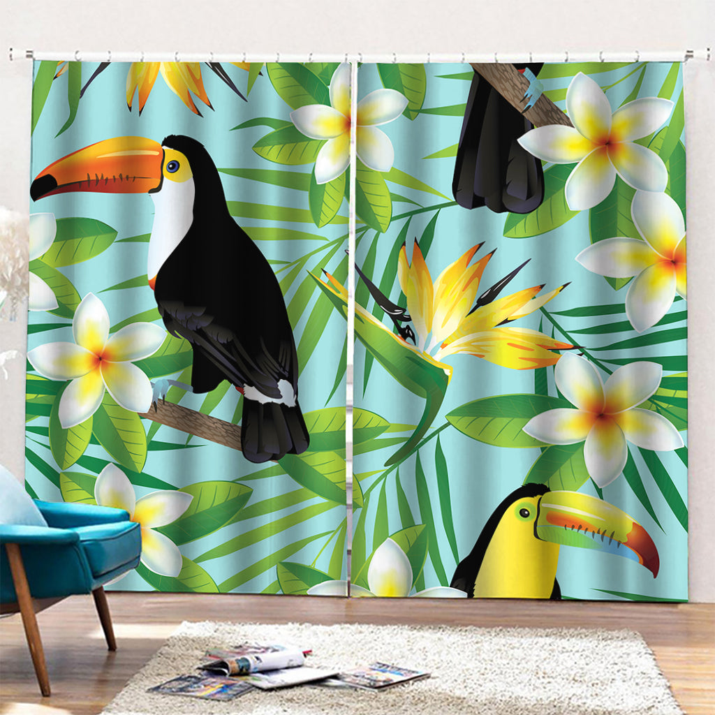 Aloha Keel-Billed Toucan Print Pencil Pleat Curtains