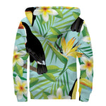 Aloha Keel-Billed Toucan Print Sherpa Lined Zip Up Hoodie