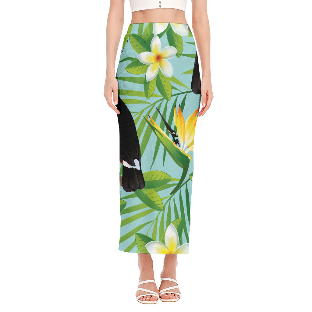 Aloha Keel-Billed Toucan Print Side Slit Maxi Skirt