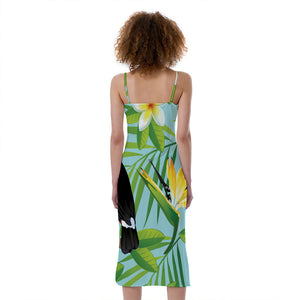 Aloha Keel-Billed Toucan Print Slim Fit Midi Cami Dress