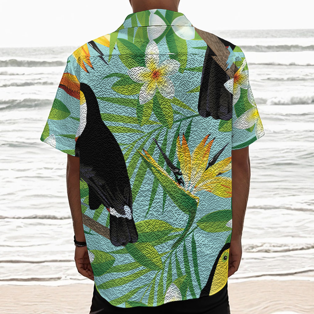 Aloha Keel-Billed Toucan Print Textured Short Sleeve Shirt