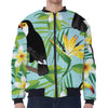 Aloha Keel-Billed Toucan Print Zip Sleeve Bomber Jacket