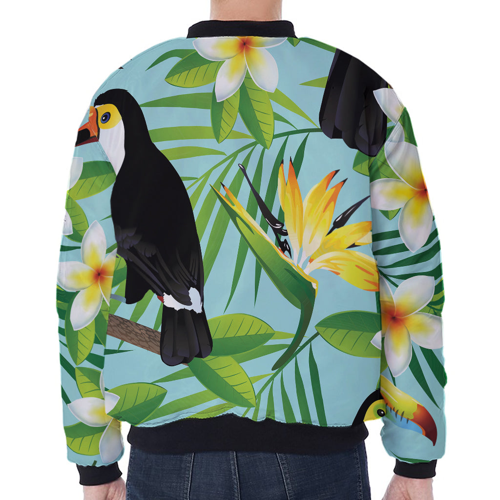 Aloha Keel-Billed Toucan Print Zip Sleeve Bomber Jacket