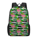 Aloha Skull Striped Pattern Print 17 Inch Backpack