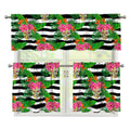 Aloha Skull Striped Pattern Print 3 Piece Kitchen Curtains