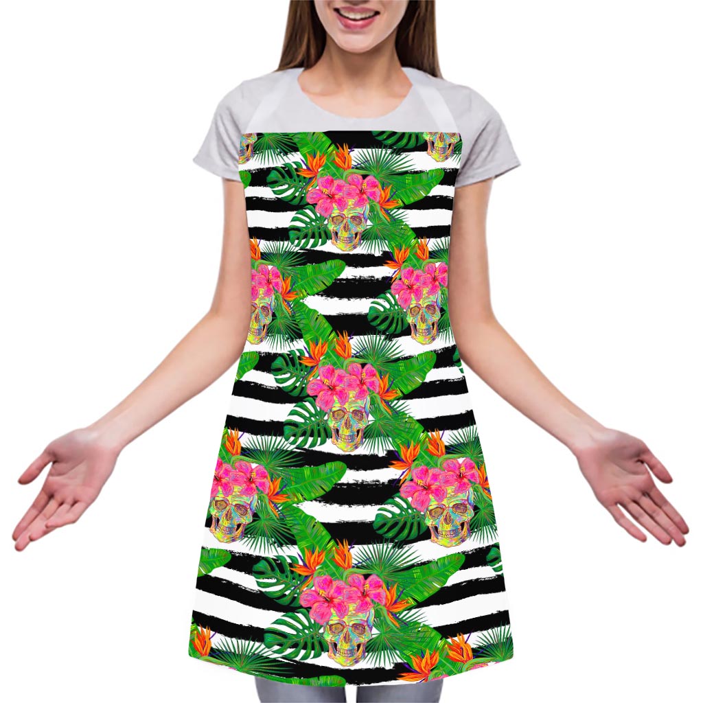 Aloha Skull Striped Pattern Print Adjustable Apron