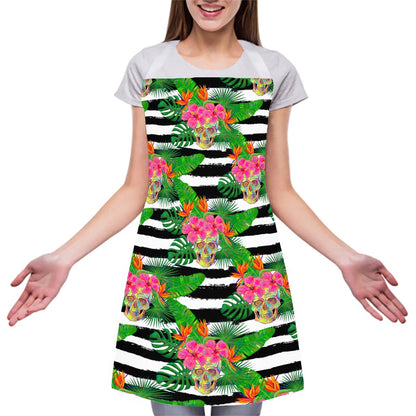 Aloha Skull Striped Pattern Print Adjustable Apron