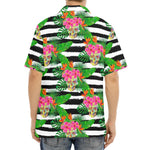 Aloha Skull Striped Pattern Print Aloha Shirt