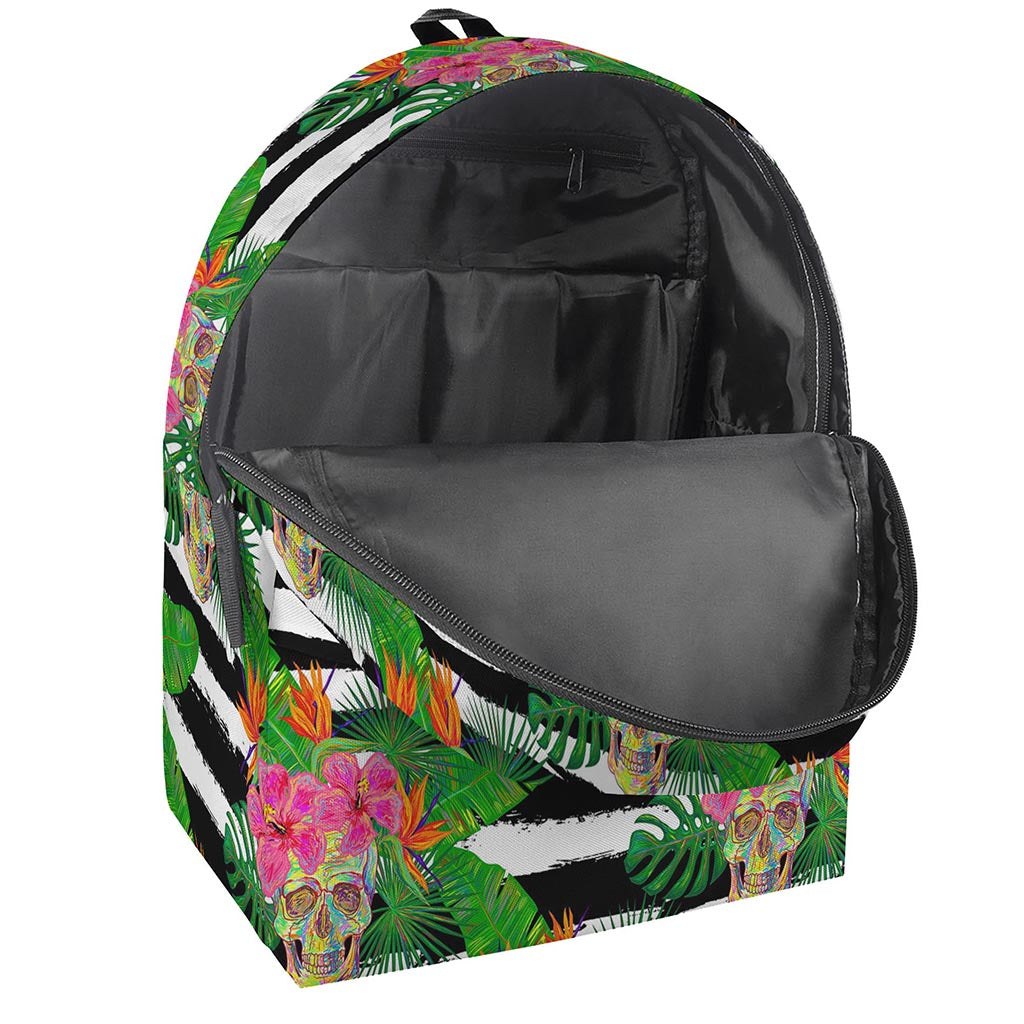 Aloha Skull Striped Pattern Print Backpack