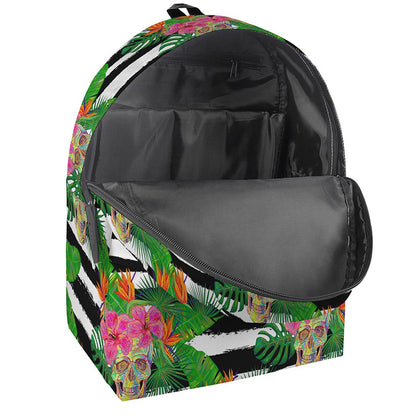 Aloha Skull Striped Pattern Print Backpack