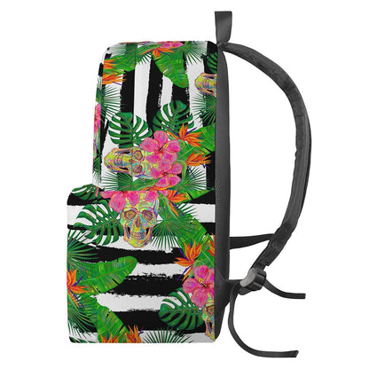 Aloha Skull Striped Pattern Print Backpack