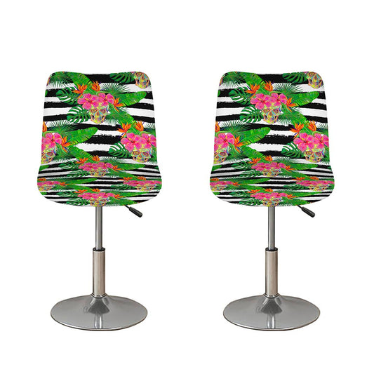Aloha Skull Striped Pattern Print Bar Stool Covers