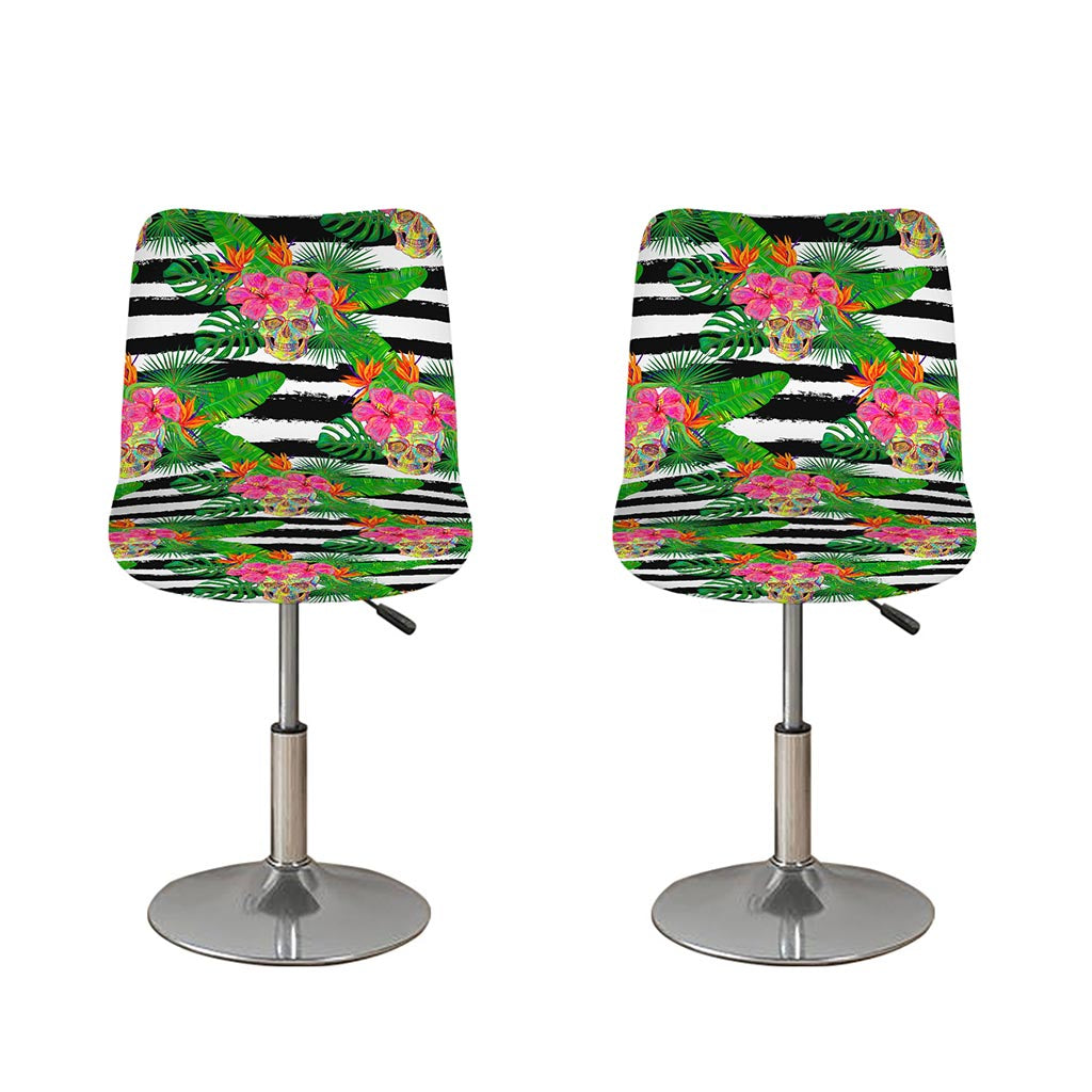 Aloha Skull Striped Pattern Print Bar Stool Covers