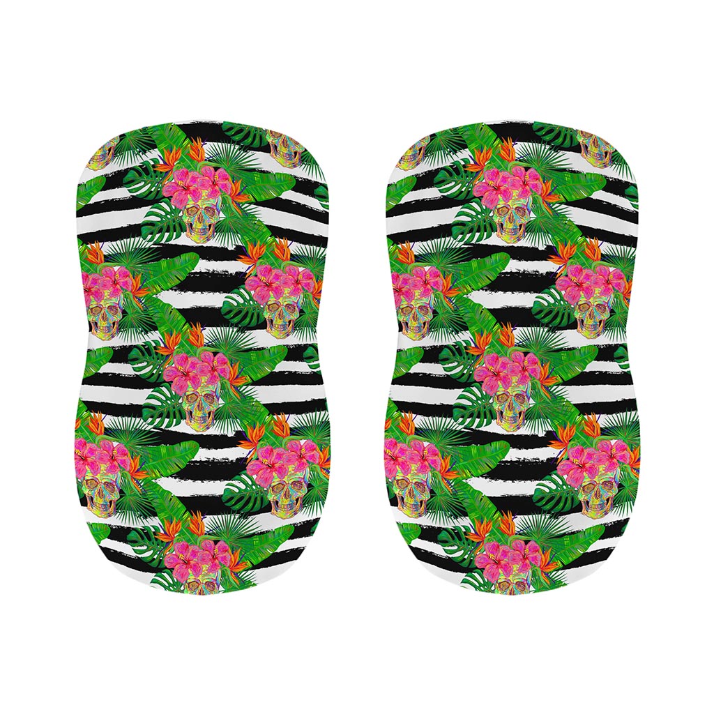 Aloha Skull Striped Pattern Print Bar Stool Covers