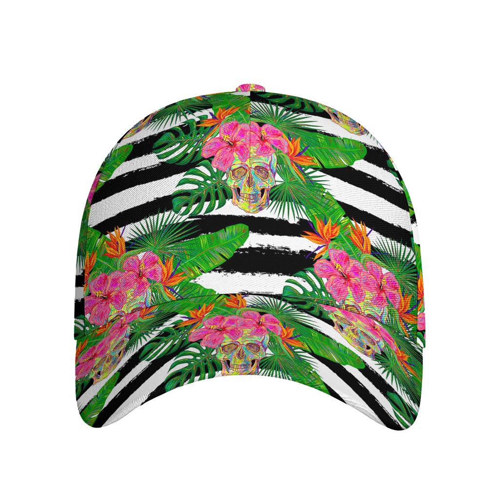 Aloha Skull Striped Pattern Print Baseball Cap