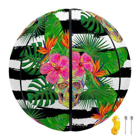 Aloha Skull Striped Pattern Print Basketball