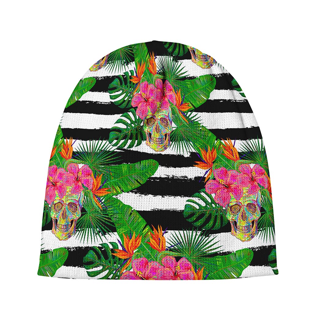 Aloha Skull Striped Pattern Print Beanie