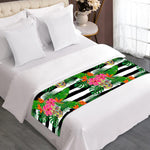 Aloha Skull Striped Pattern Print Bed Runner