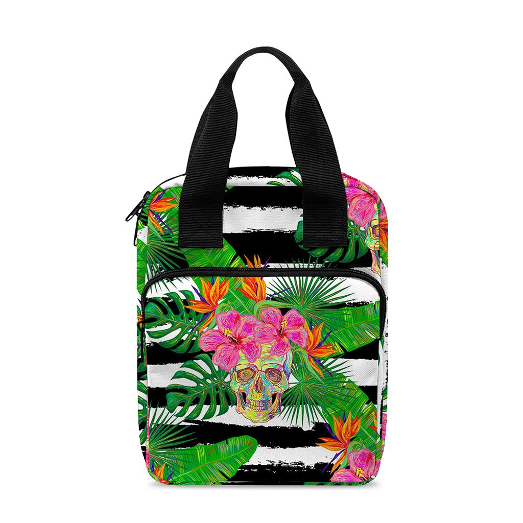 Aloha Skull Striped Pattern Print Bible Tote Bag
