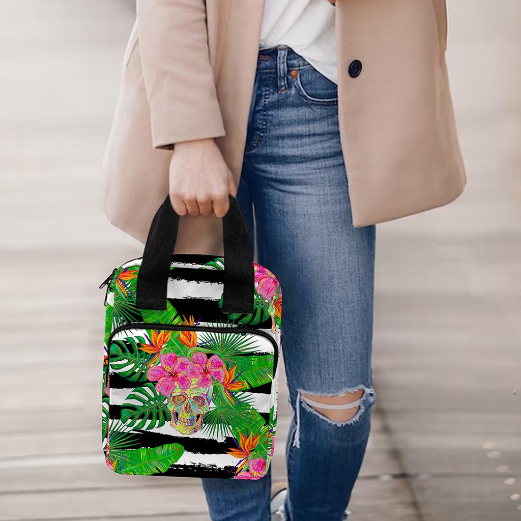 Aloha Skull Striped Pattern Print Bible Tote Bag