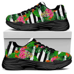 Aloha Skull Striped Pattern Print Black Chunky Shoes