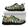 Aloha Skull Striped Pattern Print Black Running Shoes