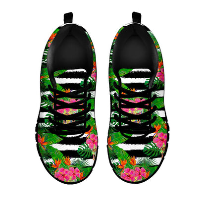 Aloha Skull Striped Pattern Print Black Running Shoes