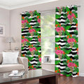 Aloha Skull Striped Pattern Print Dimout Grommet Curtains