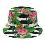 Aloha Skull Striped Pattern Print Bucket Hat