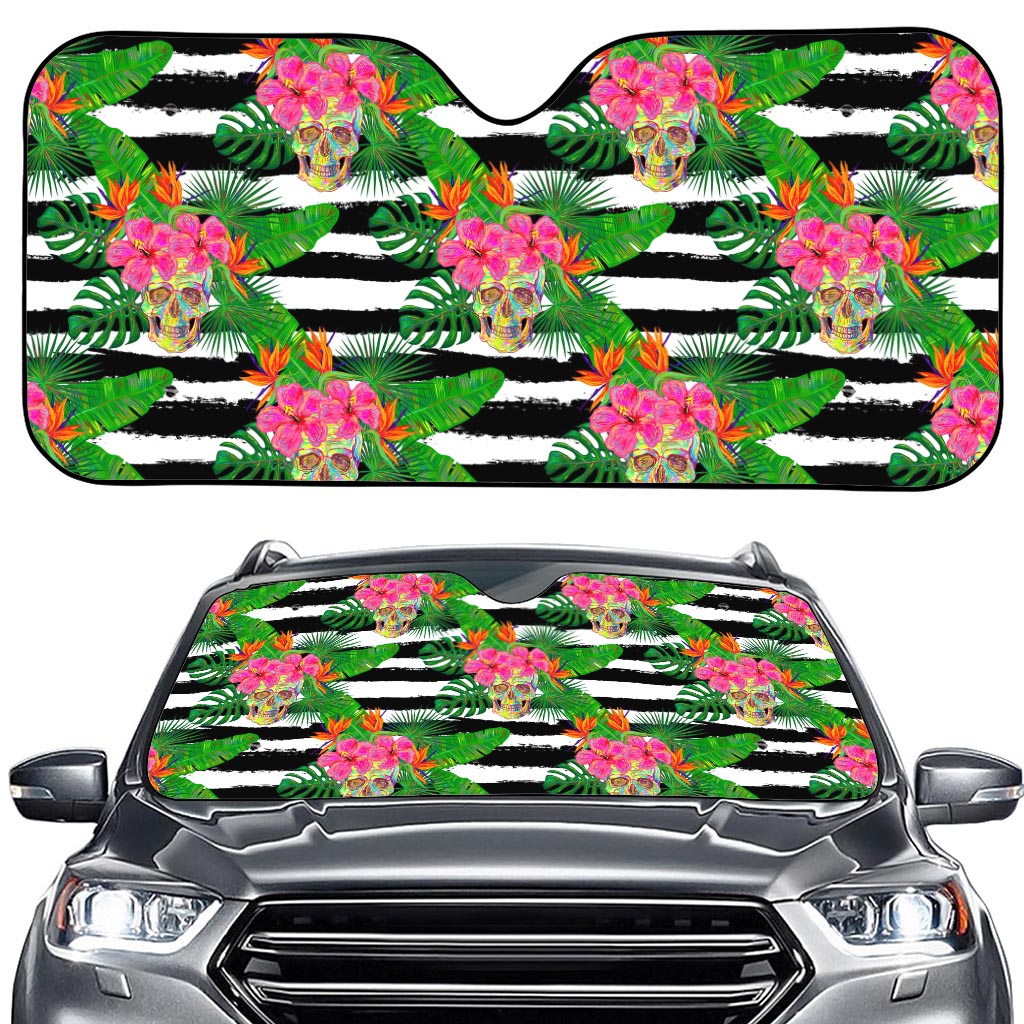 Aloha Skull Striped Pattern Print Car Windshield Sun Shade