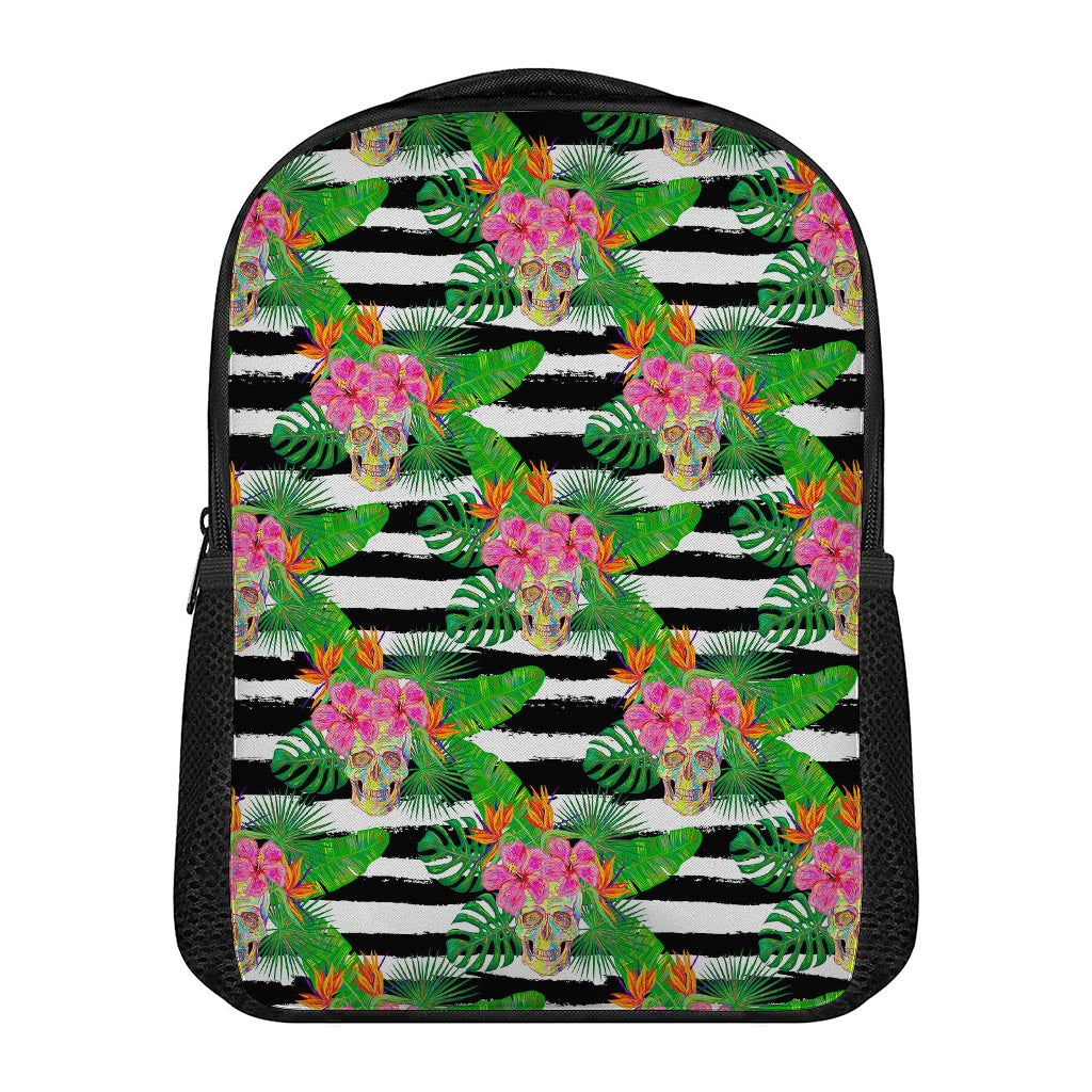 Aloha Skull Striped Pattern Print Casual Backpack