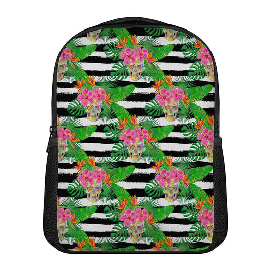 Aloha Skull Striped Pattern Print Casual Backpack