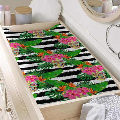 Aloha Skull Striped Pattern Print Changing Pad Cover
