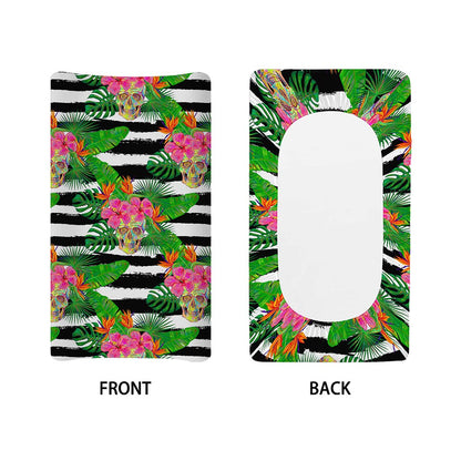 Aloha Skull Striped Pattern Print Changing Pad Cover