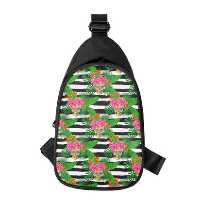 Aloha Skull Striped Pattern Print Chest Bag