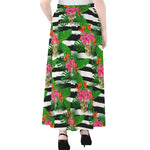 Aloha Skull Striped Pattern Print Chiffon Maxi Skirt