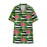 Aloha Skull Striped Pattern Print Cotton Hawaiian Shirt
