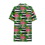 Aloha Skull Striped Pattern Print Cotton Hawaiian Shirt