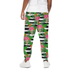 Aloha Skull Striped Pattern Print Cotton Pants