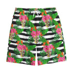 Aloha Skull Striped Pattern Print Cotton Shorts