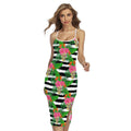 Aloha Skull Striped Pattern Print Cross Back Cami Dress