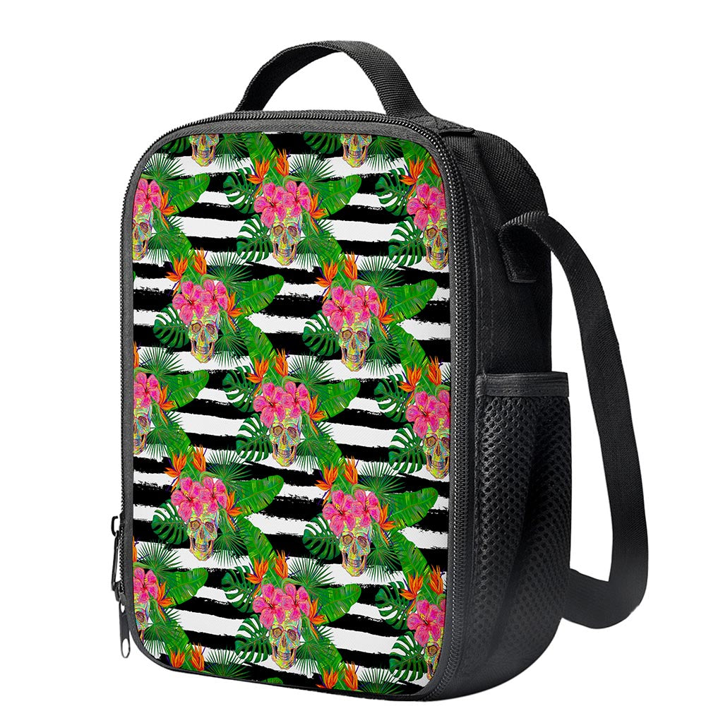 Aloha Skull Striped Pattern Print Crossbody Lunch Bag