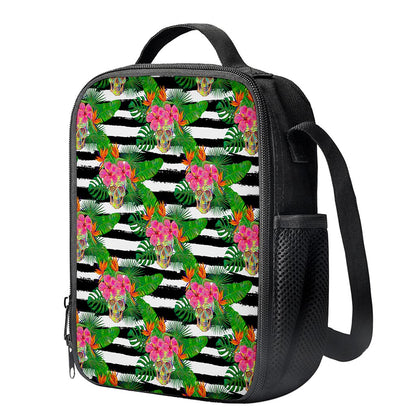 Aloha Skull Striped Pattern Print Crossbody Lunch Bag