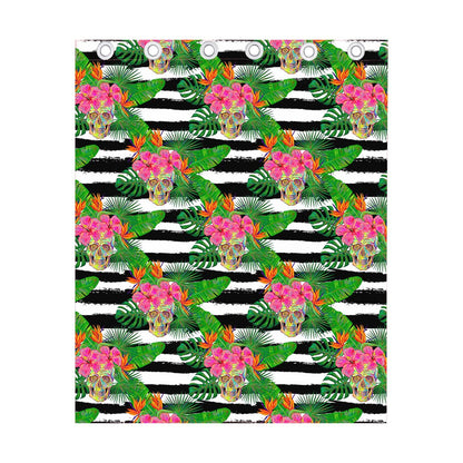 Aloha Skull Striped Pattern Print Curtain