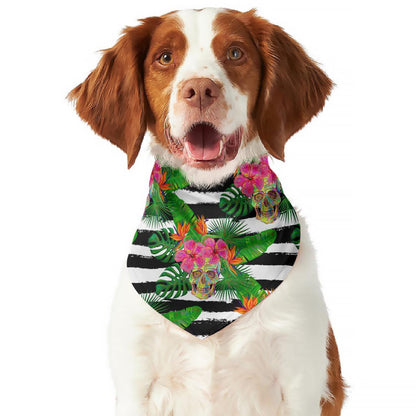 Aloha Skull Striped Pattern Print Dog Bandana