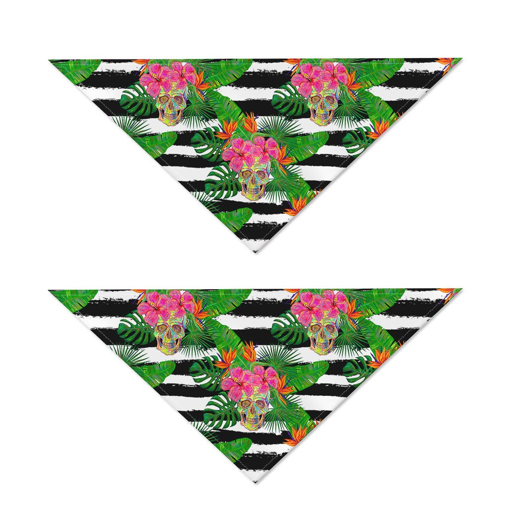 Aloha Skull Striped Pattern Print Dog Bandana