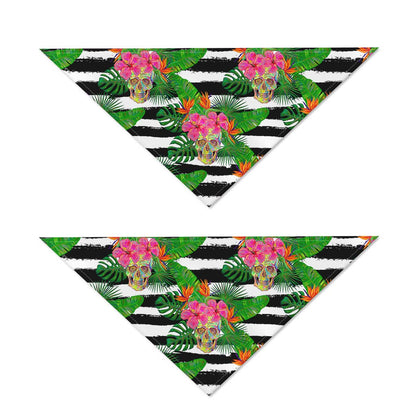 Aloha Skull Striped Pattern Print Dog Bandana